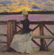 Akseli Gallen-Kallela Marie Gallen at the Kuhmoniemi-bridge oil on canvas